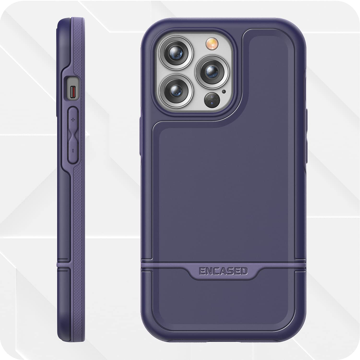 ENCASED Rebel Series Shockproof Protective Case for iPhone 13 Pro Max - Durable Slim Fit Cover with Raised Edges (Purple) | Perfect for Outdoor Activities, Work & Everyday Use