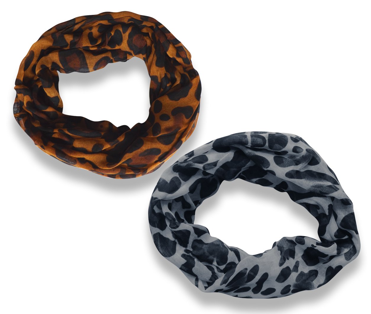 Women's Retro Fashion Two Tone Animal Print Infinity Loop Scarf - Stylish Winter Accessory for Outfits, Travel & Cold Weather