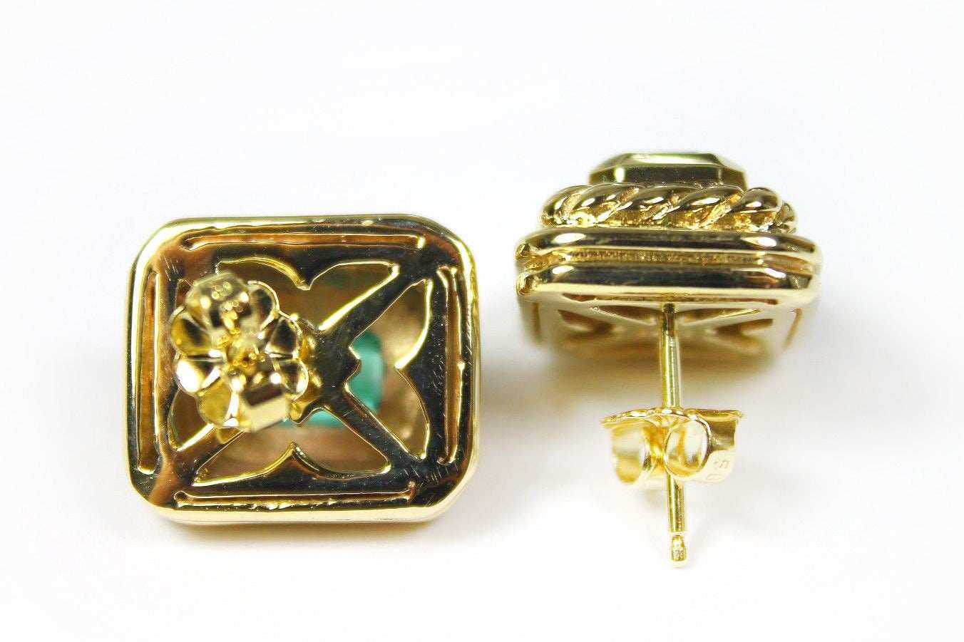 2.85tcw AAA+ Top Quality Colombian Emerald Stud Earrings in 14K Gold - Perfect for Weddings, Parties & Special Occasions