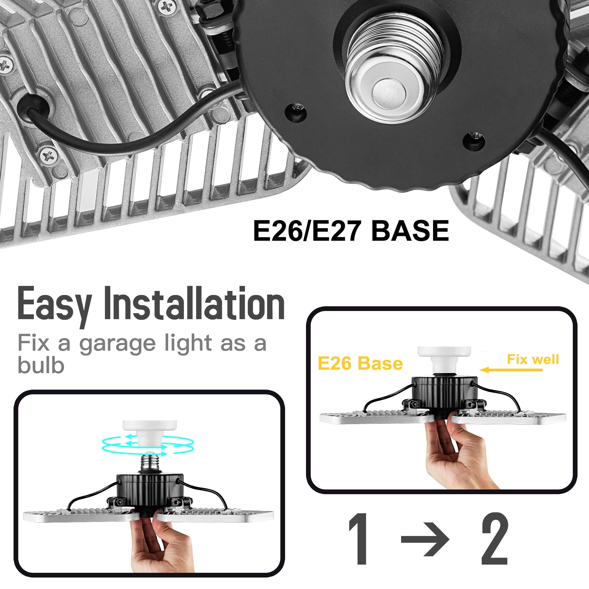 Bright 9000 Lumens LED Garage Lights - 82W Adjustable Ceiling Shop Lighting with 80 CRI, Deformable Design for Workshop & Basement (1-Pack) - Perfect for Auto Repair, Home Garage & Storage Areas