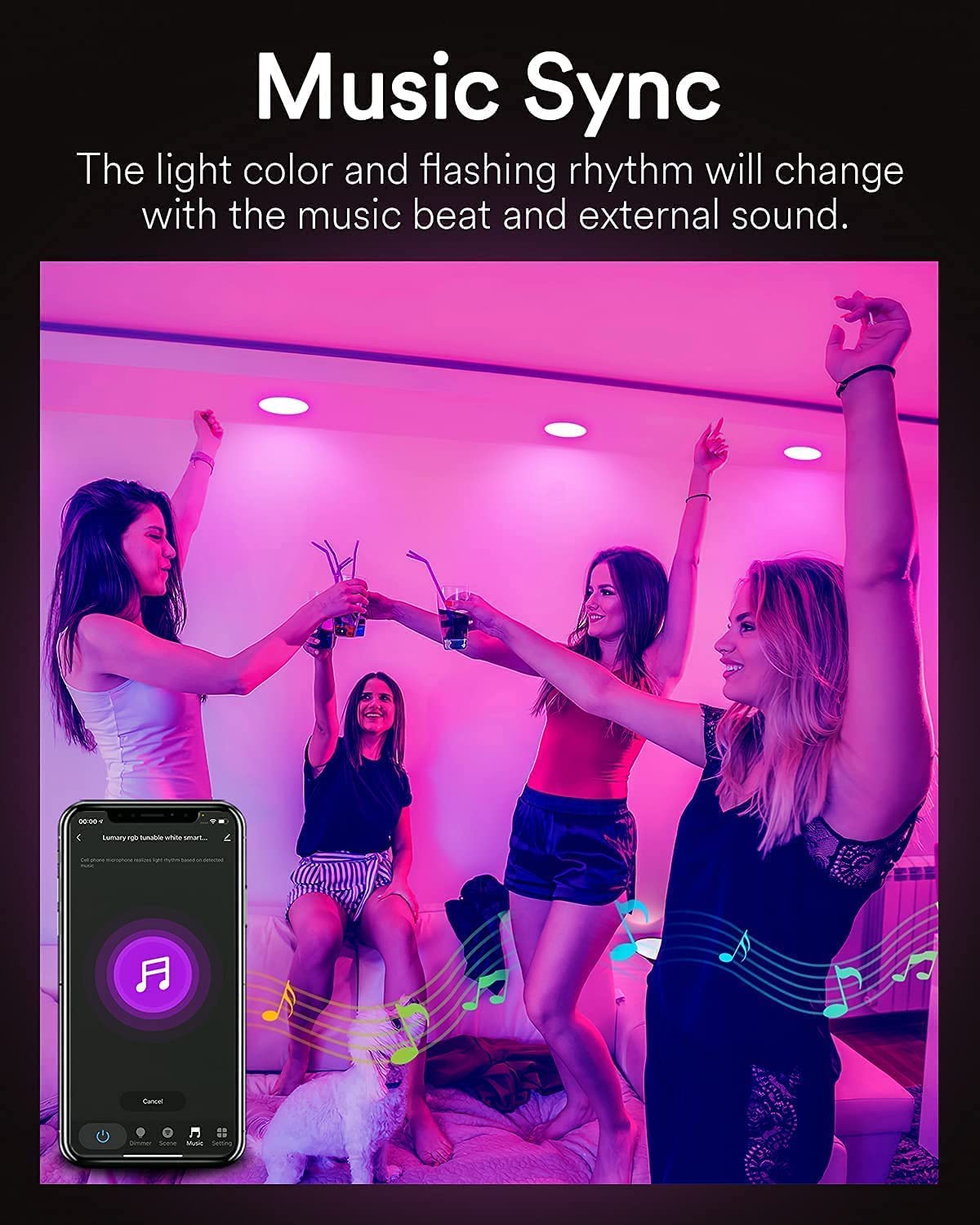 Lumary 4 Inch Smart Recessed Lighting - 12 Pack Color Changing LED Downlights with Wi-Fi/Bluetooth, 9W 780lm, Works with Alexa & Google Assistant - Perfect for Living Room, Kitchen & Bedroom Ceiling Lights
