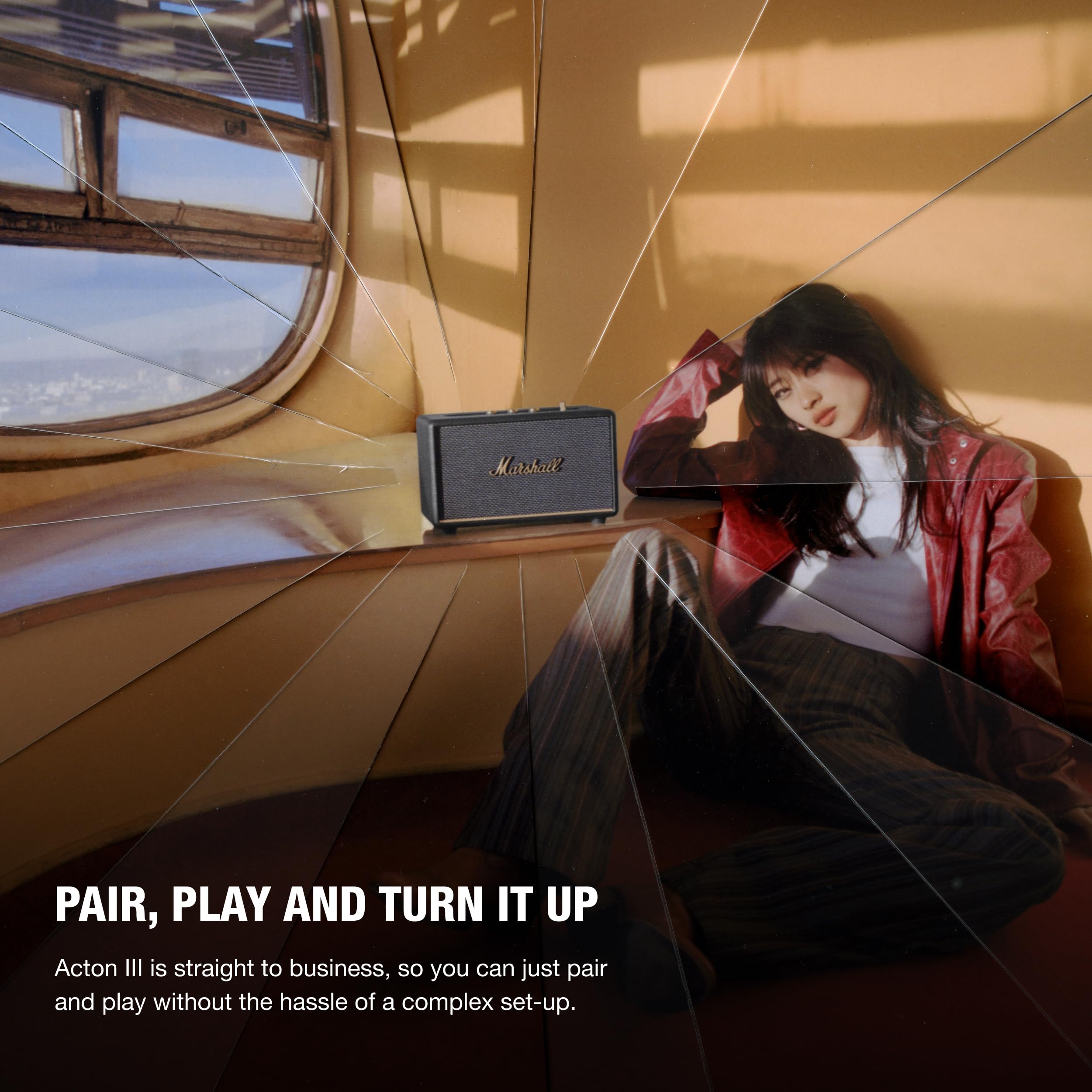 Marshall Acton III Wireless Bluetooth Speaker for Home - Premium Sound, Portable, Multi-Room Connectivity, Black - Perfect for Living Room, Bedroom, and Outdoor Parties