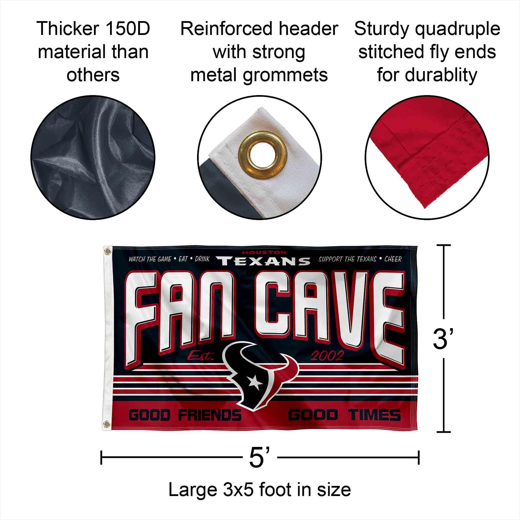 Houston Texans Fan Man Cave Banner Flag - NFL Team Decor for Game Day, Tailgating & Sports Room - Officially Licensed WinCraft Merchandise