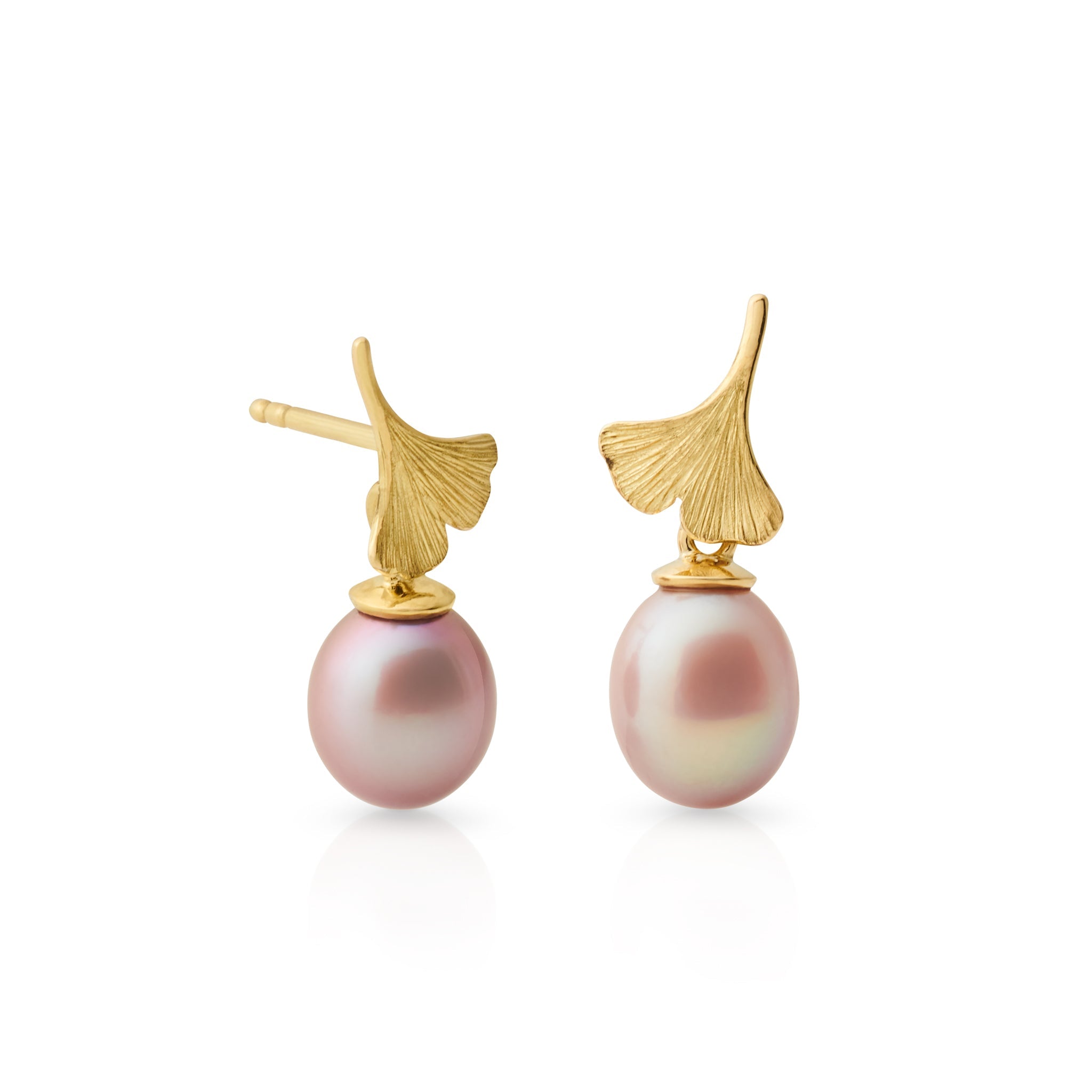 Ginkgo Pink Pearl Drop Earrings for Women - Elegant Dangle Earrings for Wedding, Party & Special Occasions