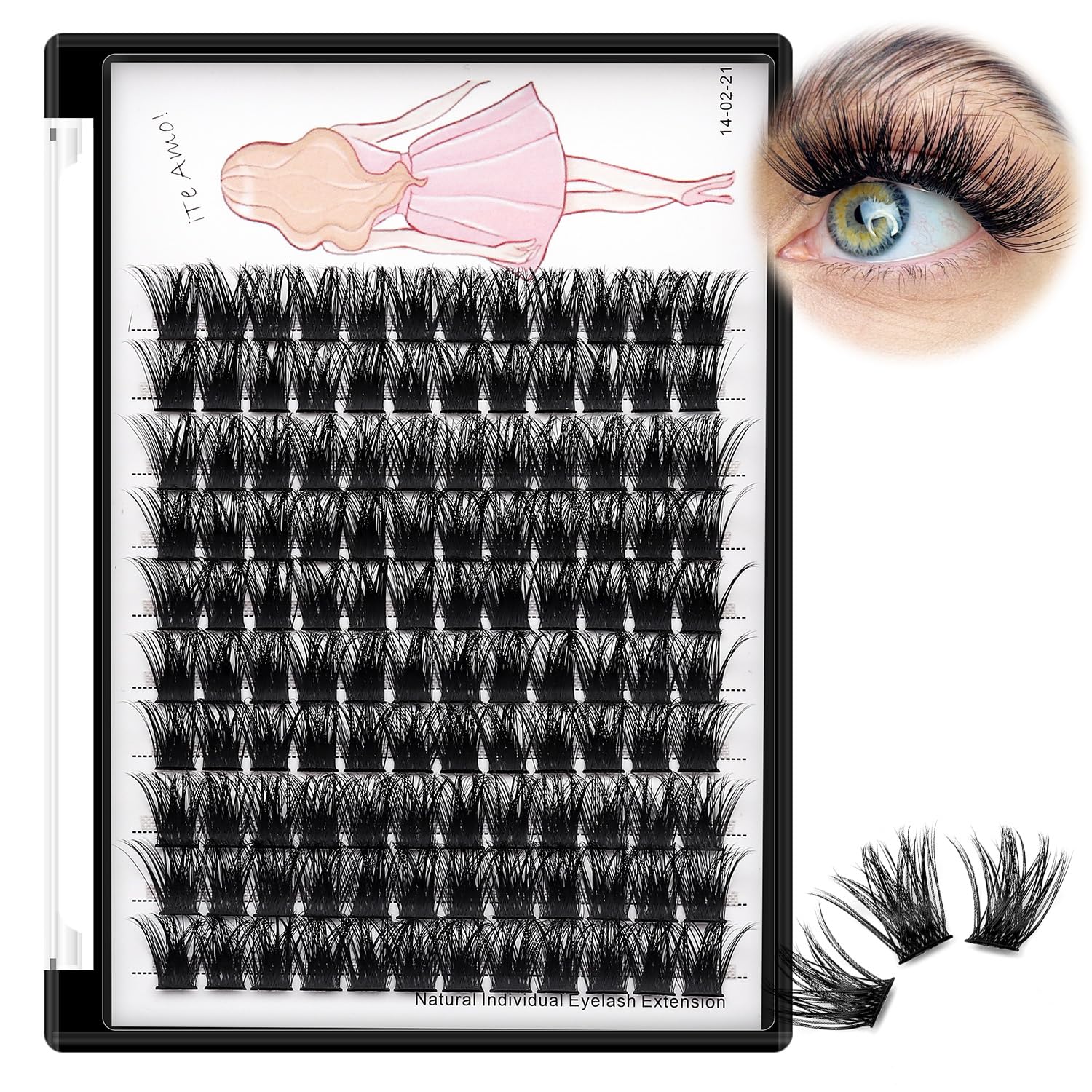 3D Effect Glue Bonded Cluster Eyelashes - 120 Clusters/Box, 12MM Wide Cluster False Eyelashes for Natural Volume & Length | Perfect for Home Eyelash Extensions, Bridal Makeup & Special Occasions