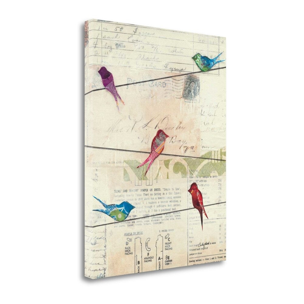 Birds On A Wire No Border By Courtney Prahl - Premium Giclee Art Print on Gallery Wrap Canvas - Perfect for Living Room, Bedroom & Office Wall Decor