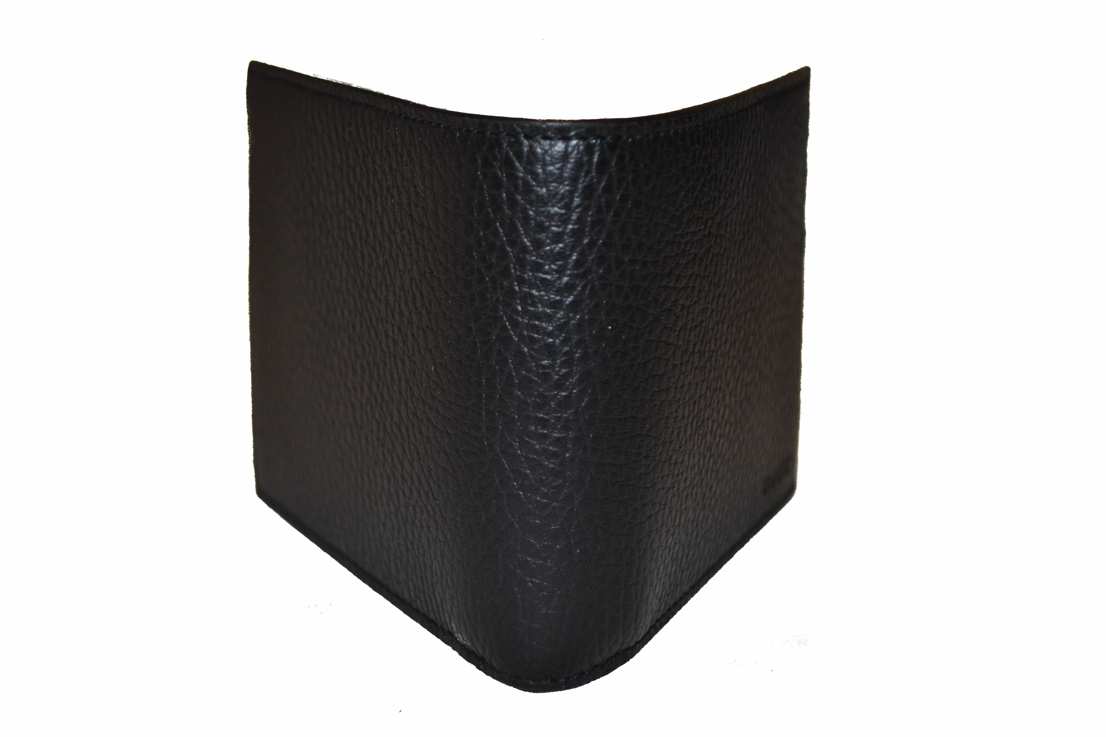 Authentic Gucci Black Men's Leather Bi-Fold Wallet - Luxury Slim RFID Blocking Billfold for Everyday Use & Gifts