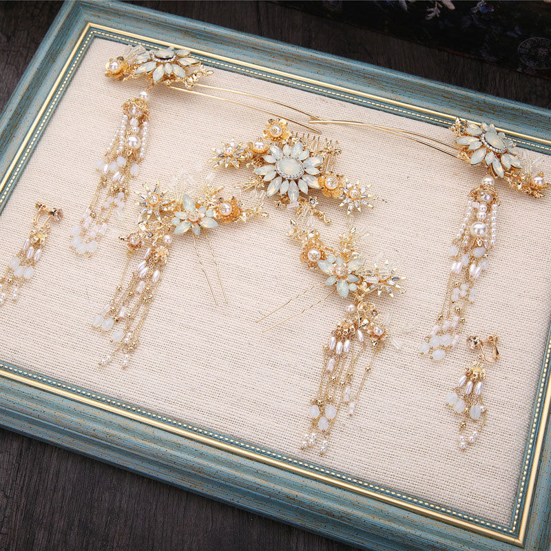 Elegant Floral Vine Hair Clips with Crystals & Pearls - Perfect for Weddings, Prom, and Special Occasions