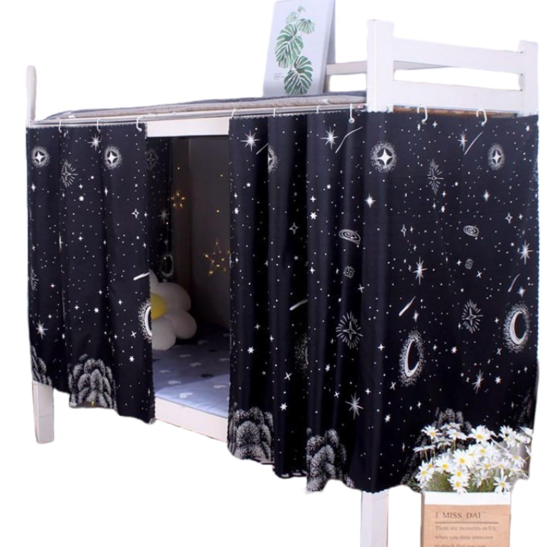 Blackout Privacy Curtains for Bunk Beds - 350g Dustproof & Breathable Dorm Room Canopy - 2-Panel Set for College, Home & Loft Beds (Perfect for Studying, Sleeping & Creating Private Space)