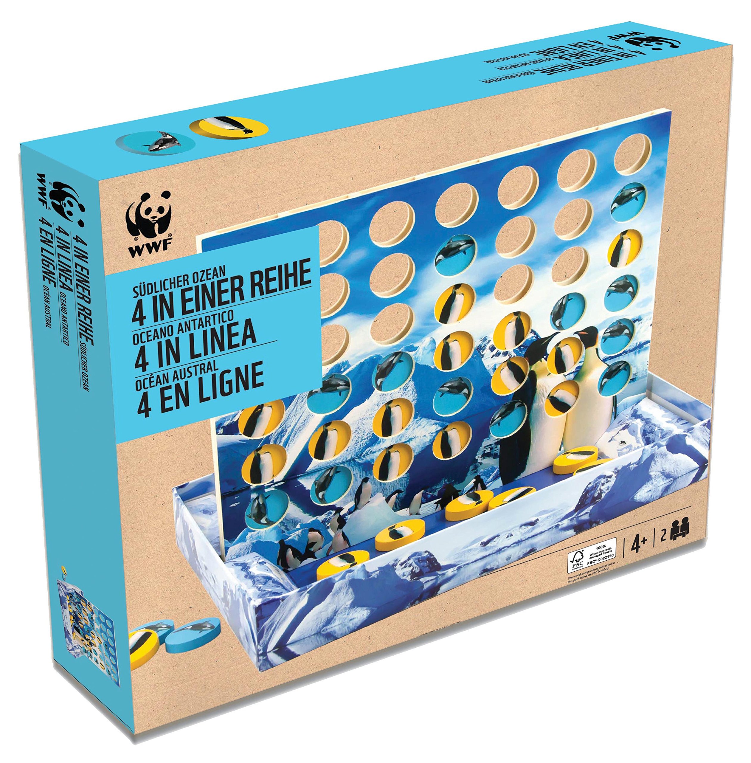 Terra Toys 29119 WWF Southern Ocean 4-in-a-Row Strategy Board Game - Fun Family Game Night & Educational Wildlife Conservation Toy