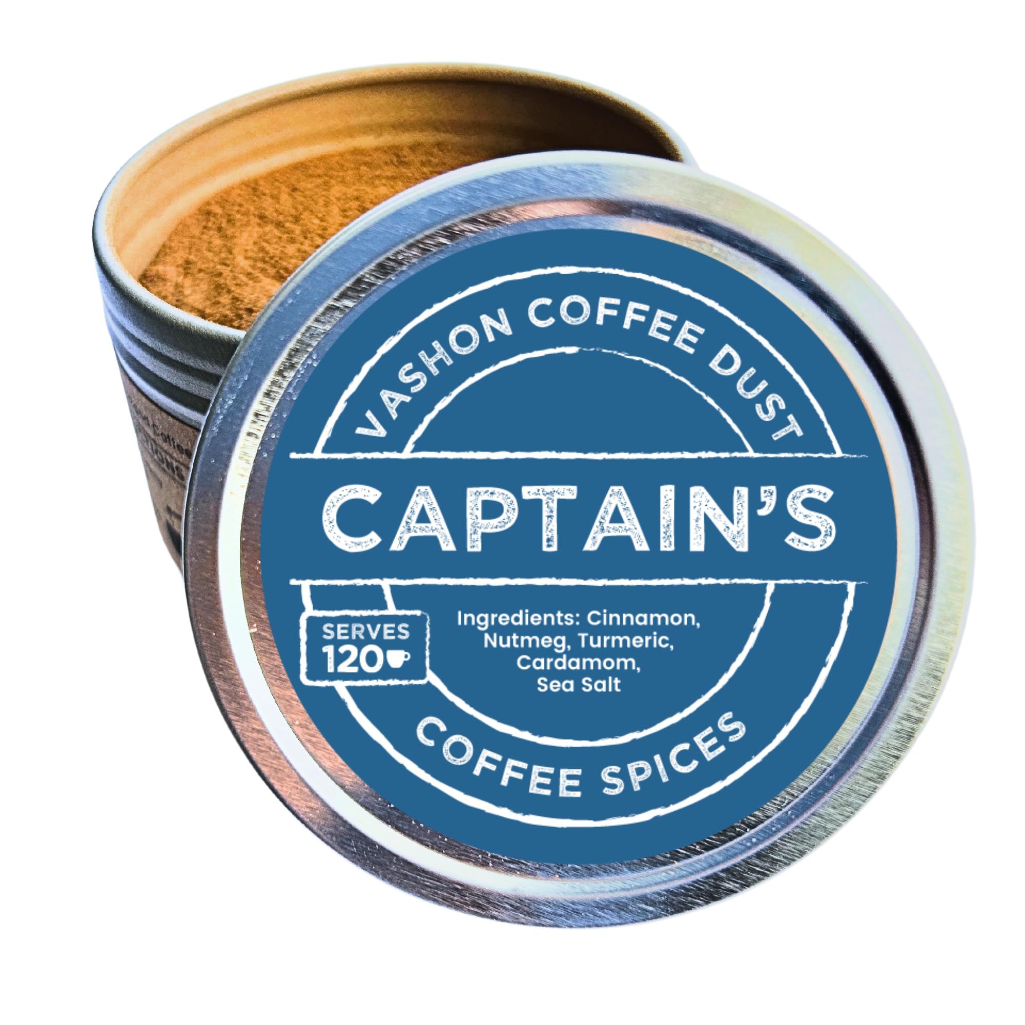 Premium Coffee Dust Spice Blend - Captain's Coffee | Natural Cinnamon, Nutmeg, Turmeric & Cardamom for Coffee & Tea | Sugar-Free, No Artificial Flavors | 120 Servings | Perfect Gift for Coffee Lovers | Great for Home Brewing, Office Use & Holiday Gifting