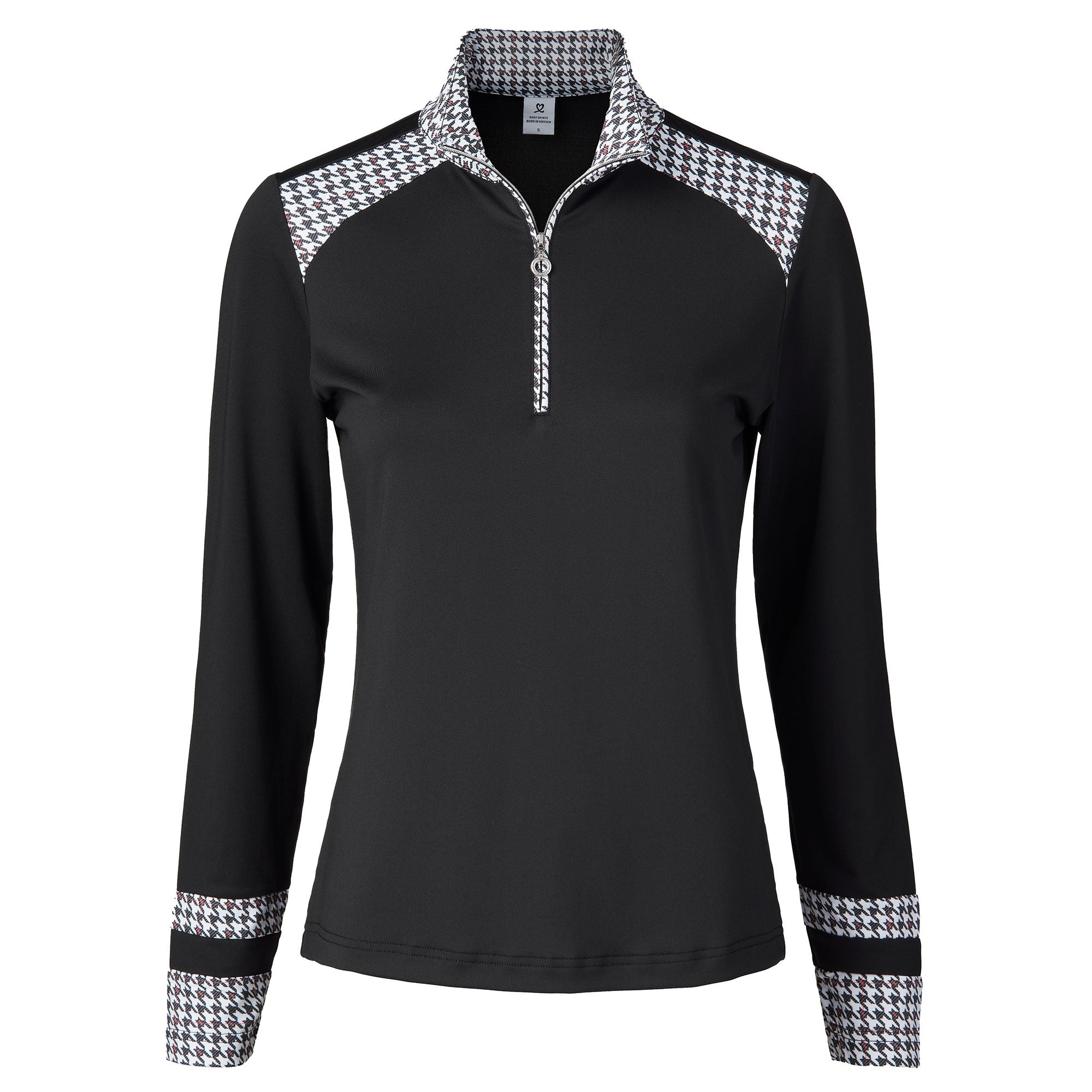 Women's Golf 1/2 Zip Pullover - Salma Black Athletic Top for Daily Sports & Outdoor Activities | Lightweight Performance Shirt for Golfing, Running & Casual Wear