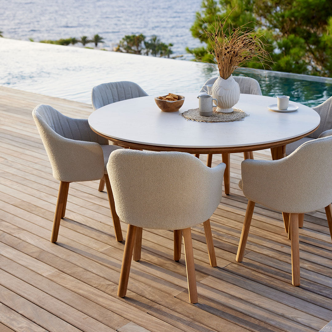 Premium Outdoor Chair with Wood Base & Comfortable Back/Seat Cushion - Perfect for Patio, Garden, Poolside, and Backyard Relaxation