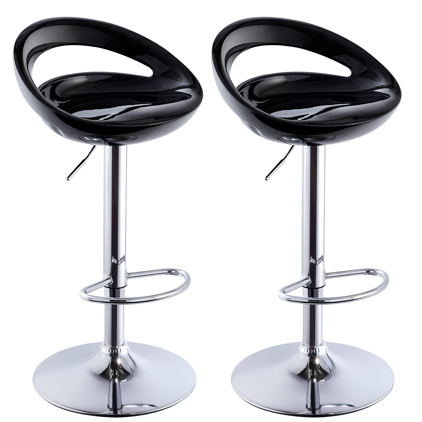 Duhome Adjustable Swivel Bar Stools Set of 2 - ABS Kitchen Island Counter Height Stools for Pub, Bar & Home Use - Black Modern Bar Chairs for Dining, Entertaining & Small Spaces