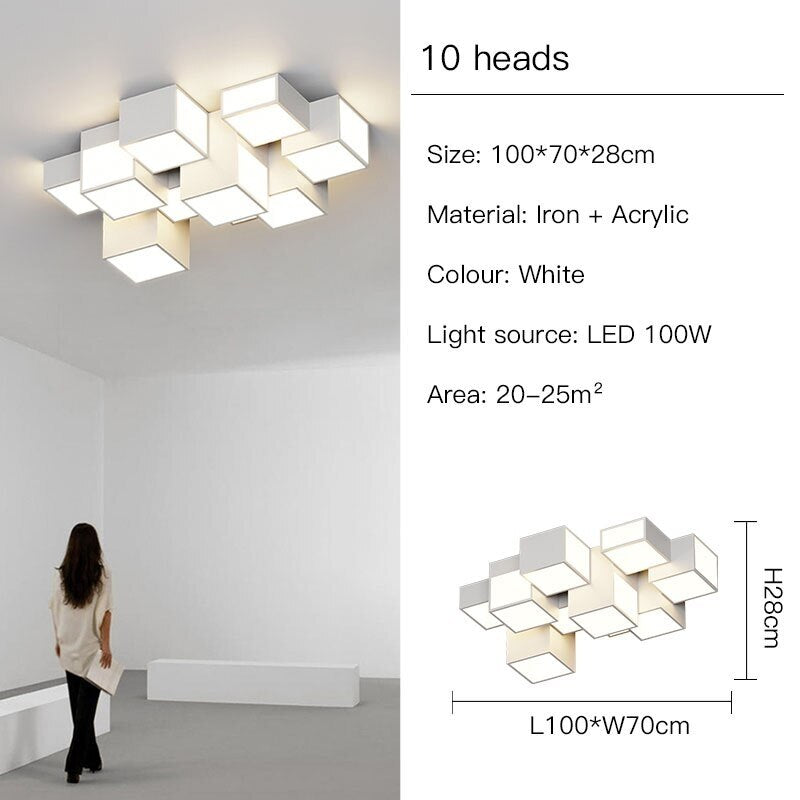 Modern Cube Ceiling Light Fixture - Energy Efficient LED Lighting for Living Room, Bedroom & Office - Stylish Home Decor & Ambient Lighting Solution