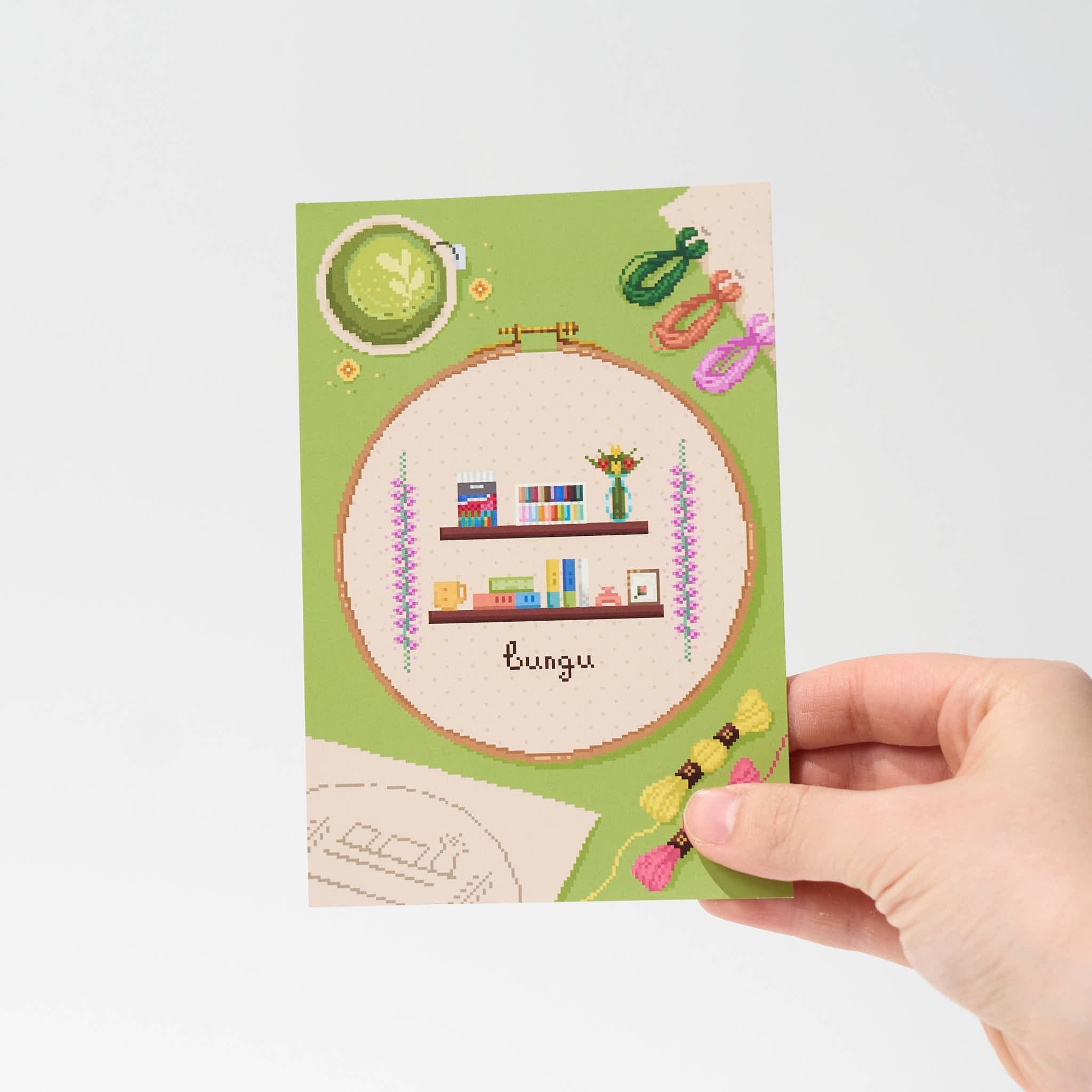 Angelyn Sew Matcha To Do Postcard - Cute Japanese Bungu Stationery for Planning, Journaling & DIY Crafts - Perfect for Bullet Journals, Scrapbooking & Gift Giving