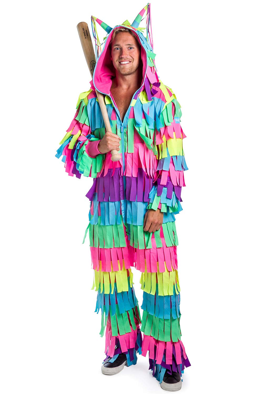 Tipsy Elves Men's Halloween Pinata Costume Jumpsuit - Vibrant Multicolor Party Outfit with Festive Streamers | Perfect for Halloween Parties, Costume Contests & Themed Events