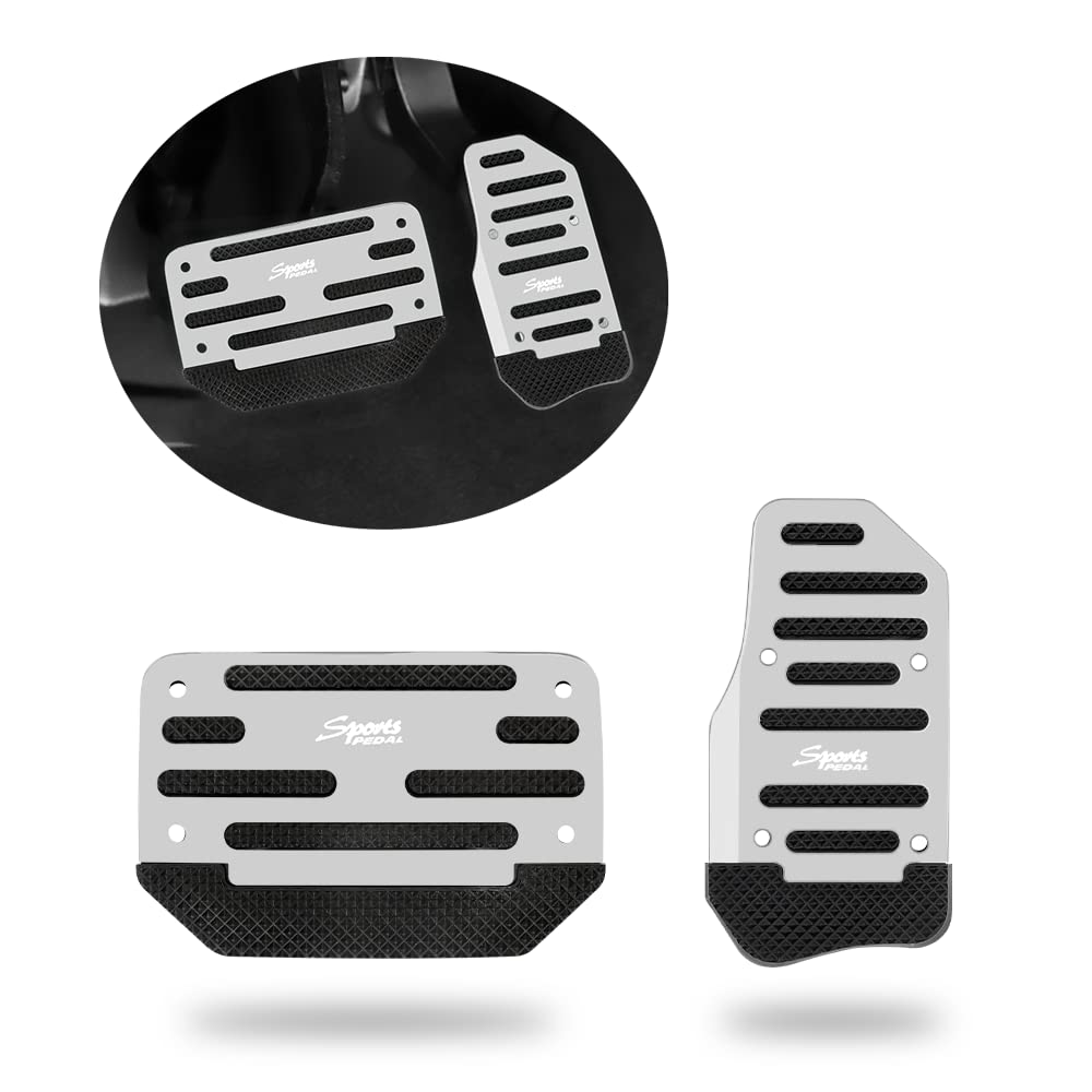 Non-Slip Car Pedal Covers - Aluminum Alloy for Safe Driving (2PCS, Silver) - Perfect for Cars, Trucks & SUVs