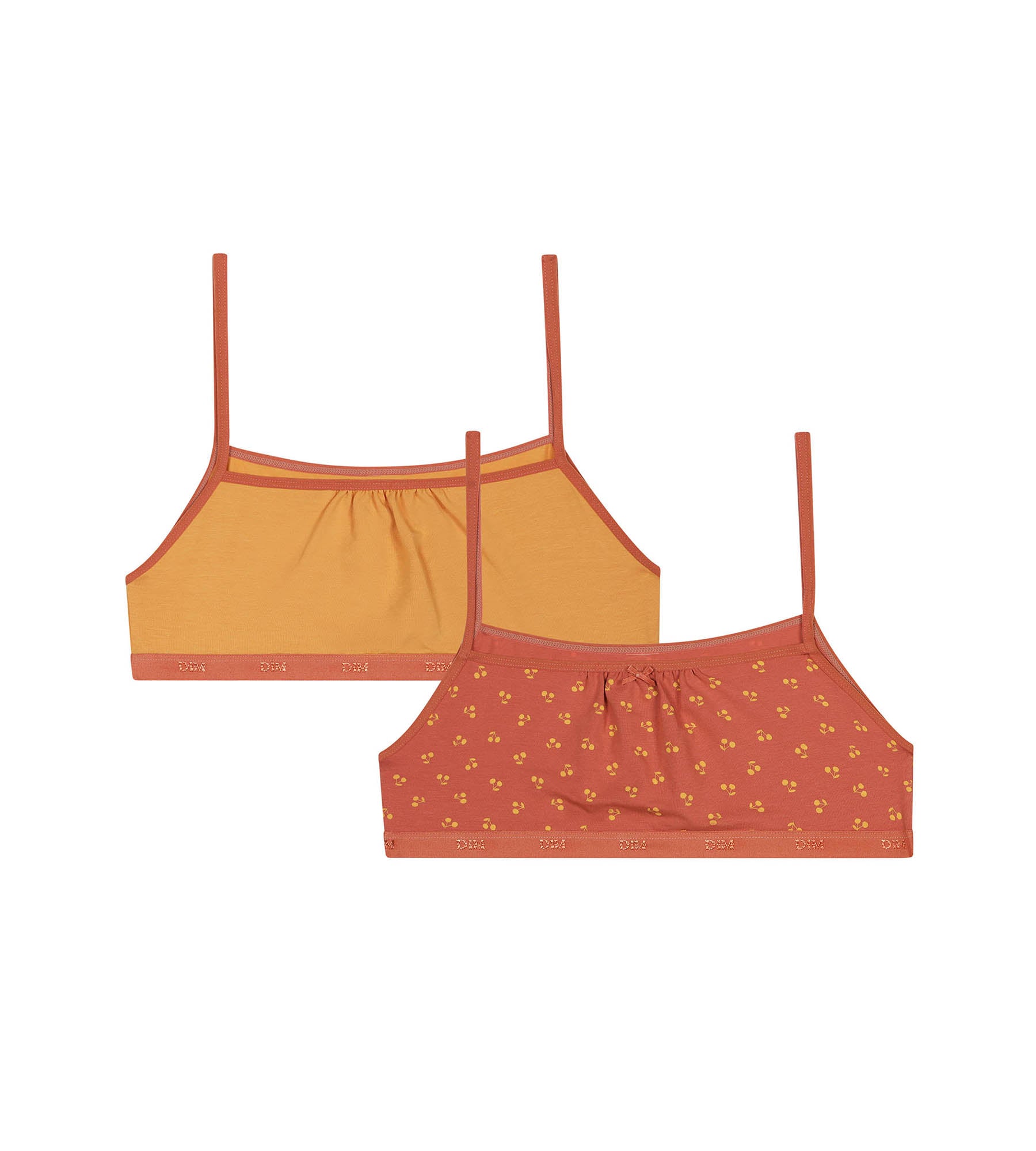 2 Pack Girls' Cotton Cherry Print Bralettes - Soft & Comfortable Underwear for Kids - Perfect for School, Playtime & Everyday Wear