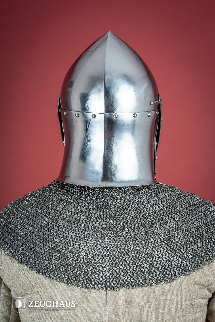 1.6mm Polished Sugar Loaf Helmet with Visor - Medieval Armor for LARP, Cosplay & Historical Reenactment