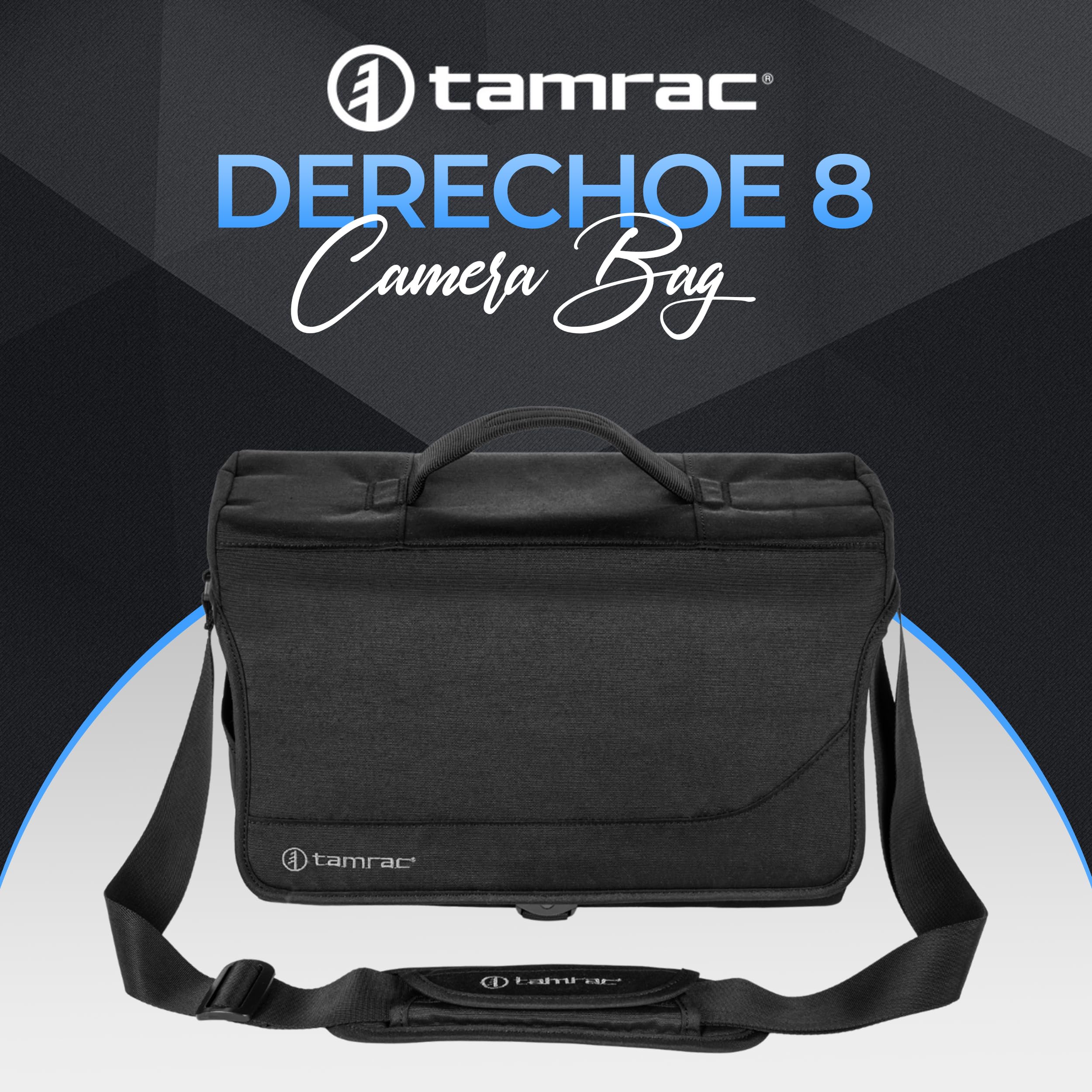 Tamrac Derechoe 8 Professional Camera Bag for DSLR & Mirrorless Cameras - Waterproof Shoulder Bag with Tablet Sleeve & Padded Compartments for Photography Accessories (Black) - Perfect for Travel, Street Photography & Outdoor Shoots