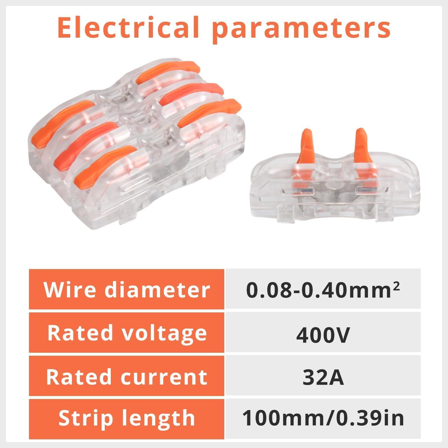125 Pcs DIY Splicing Wire Connectors - 1 Conductor Inline Terminal for Electrical Circuits (Orange) - Perfect for Automotive, Home Wiring & Electronics Repair Projects