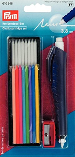 Prym Chalk Pen & Cartridge Set - 12 Pack for Fabric Marking, Sewing, Quilting & DIY Crafts - Washable & Refillable Chalk Marker for Tailoring and Design