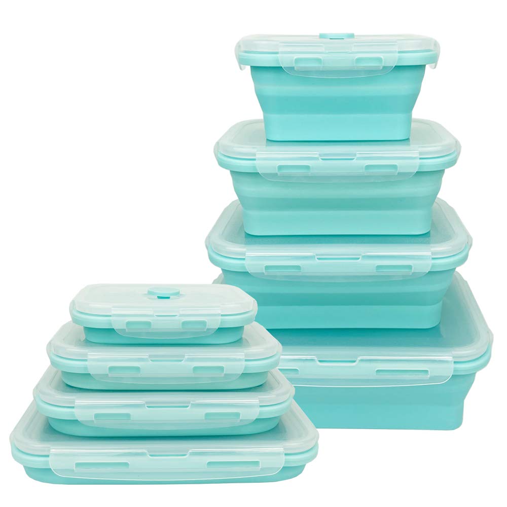 CCyanzi 4-Pack Collapsible Silicone Food Storage Containers with Airtight Lids - Microwave & Freezer Safe, Space-Saving Bowls for Camping, Picnics, Meal Prep & Kitchen Organization