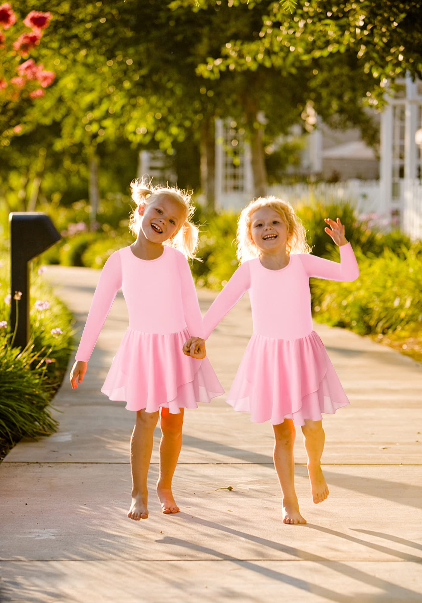 DANSHOW Girls Ballet Dance Leotard with Flutter Sleeves & Petal Skirt - Back Bowknot - Perfect for Ballet Class, Recital, and Dance Performance