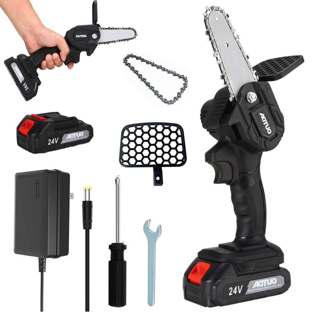 **YMWD 4-Inch Cordless Mini Chainsaw - 24V Electric Chainsaw with Battery, Lightweight (0.7kg) One-Hand Pruning Saw for Tree Branch Cutting, Wood Trimming & Gardening - Perfect for Courtyard, Backyard & DIY Projects**
