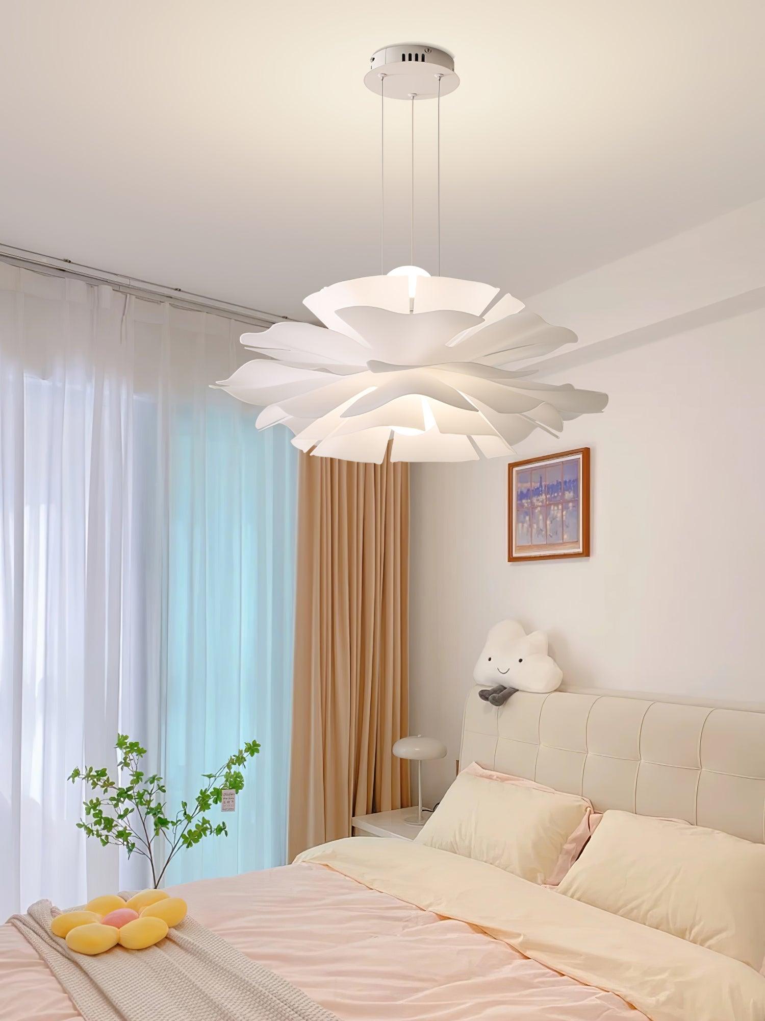 Elegant Lotus Flower Pendant Light - Modern Boho Ceiling Lamp for Bedroom, Living Room & Dining Room Decor - Handcrafted Floral Chandelier for Home & Office Lighting