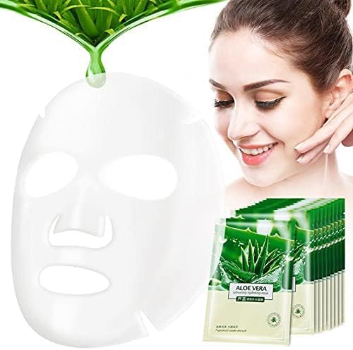 Aloe Vera Face Mask Sheet - Hydrating, Soothing & Moisturizing Facial Mask with Aloe Vera Extract for Dry & Sensitive Skin | Ultra-Thin Oil Control Sheet Mask | Perfect for Daily Skincare Routine, Spa Day & Travel | 1Pc