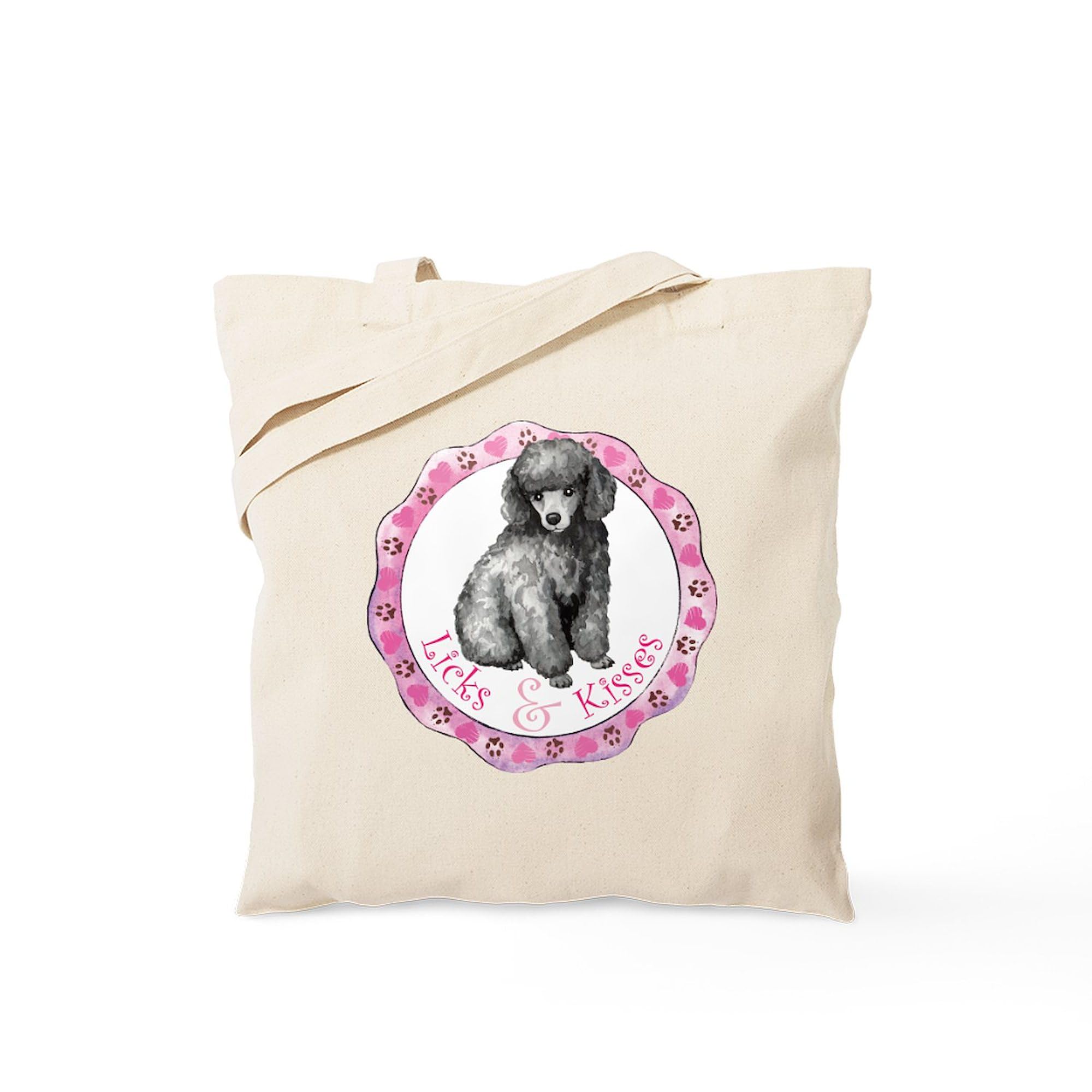 Stylish Poodle Valentine Tote Bag - Natural Canvas Reusable Shopping Bag for Women | Perfect for Groceries, Beach Trips & Valentine's Day Gifts