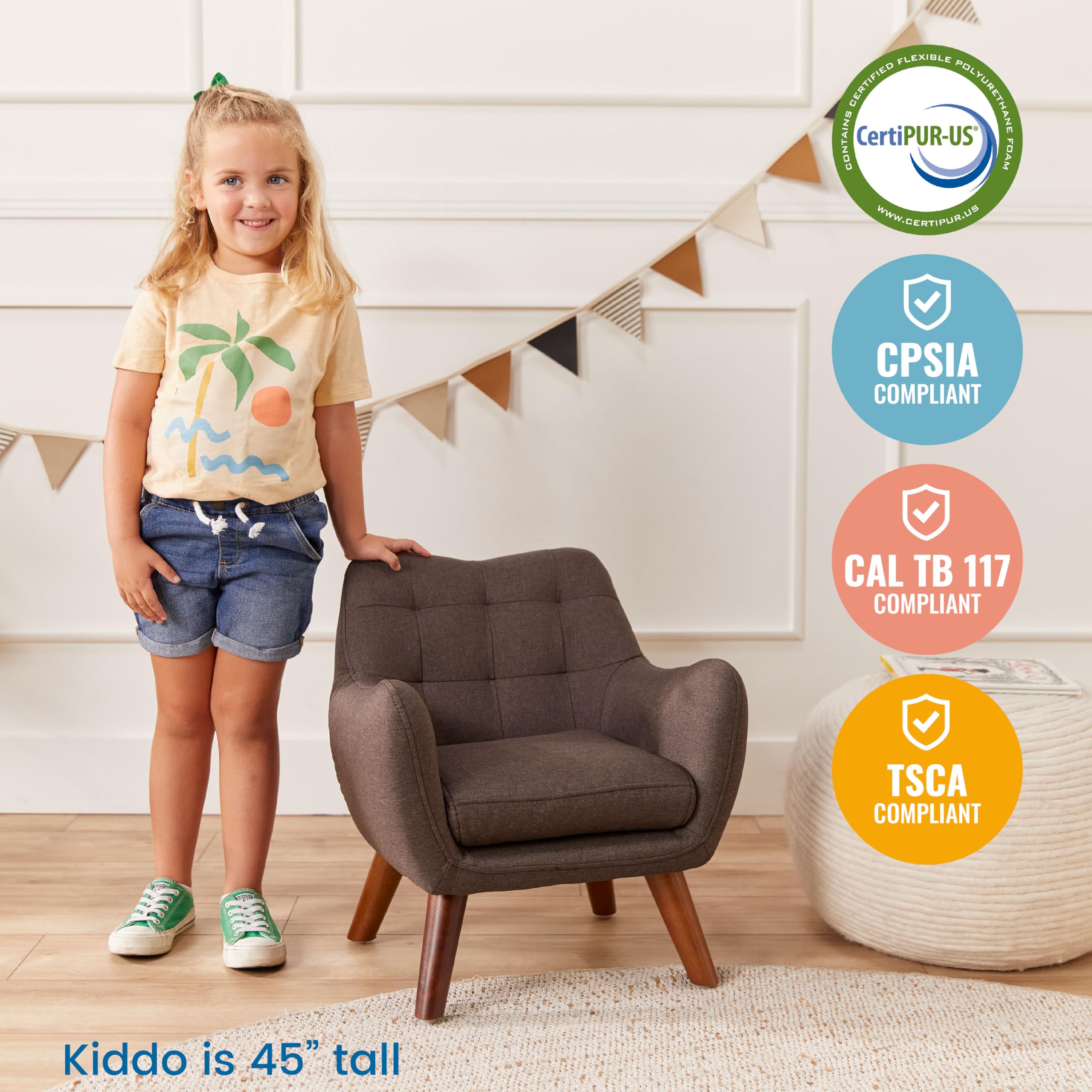 ECR4Kids Ava Arm Chair for Kids - Sturdy & Comfortable Children's Furniture in Raisin Color - Perfect for Classrooms, Playrooms & Home Study Areas