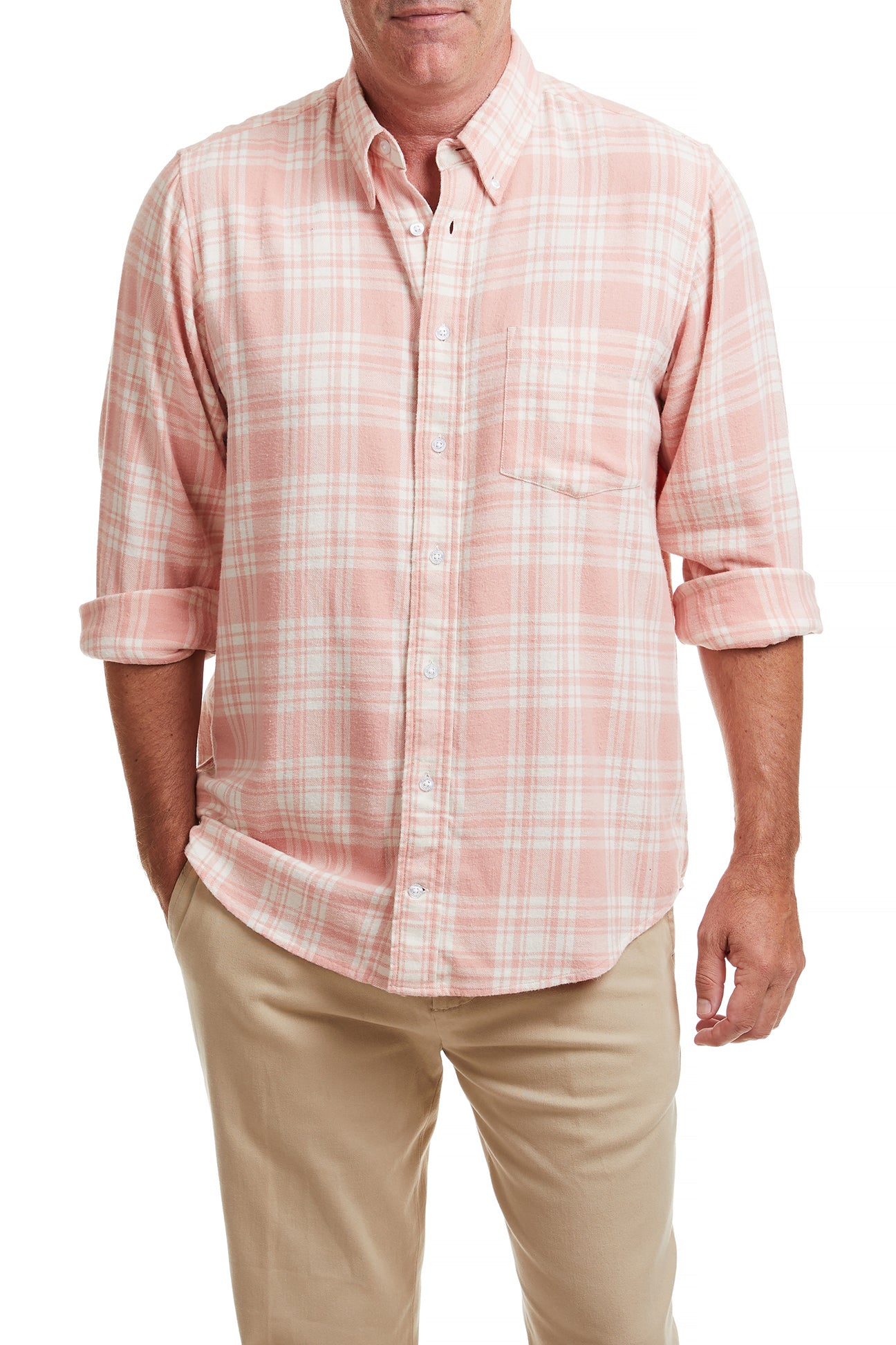 Chase Men's Winter Rose Plaid Flannel Shirt - Soft Warm Long Sleeve Button Down for Casual Outdoors & Cozy Indoor Wear