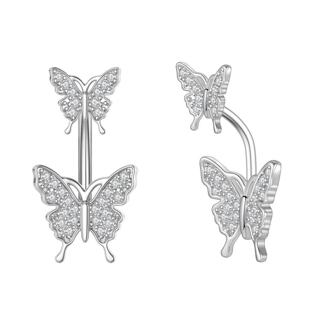 Vibrant Enamel Butterfly Belly Button Rings | WH2797 - Stylish Body Jewelry for Summer Outfits & Beach Parties