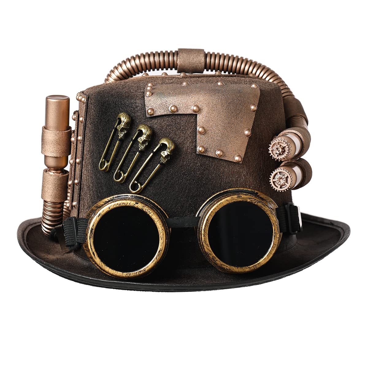 Steampunk Top Hat with Goggles for Women & Men - Victorian Gothic Halloween Costume Accessory - Perfect for Cosplay, Renaissance Fairs, and Themed Parties