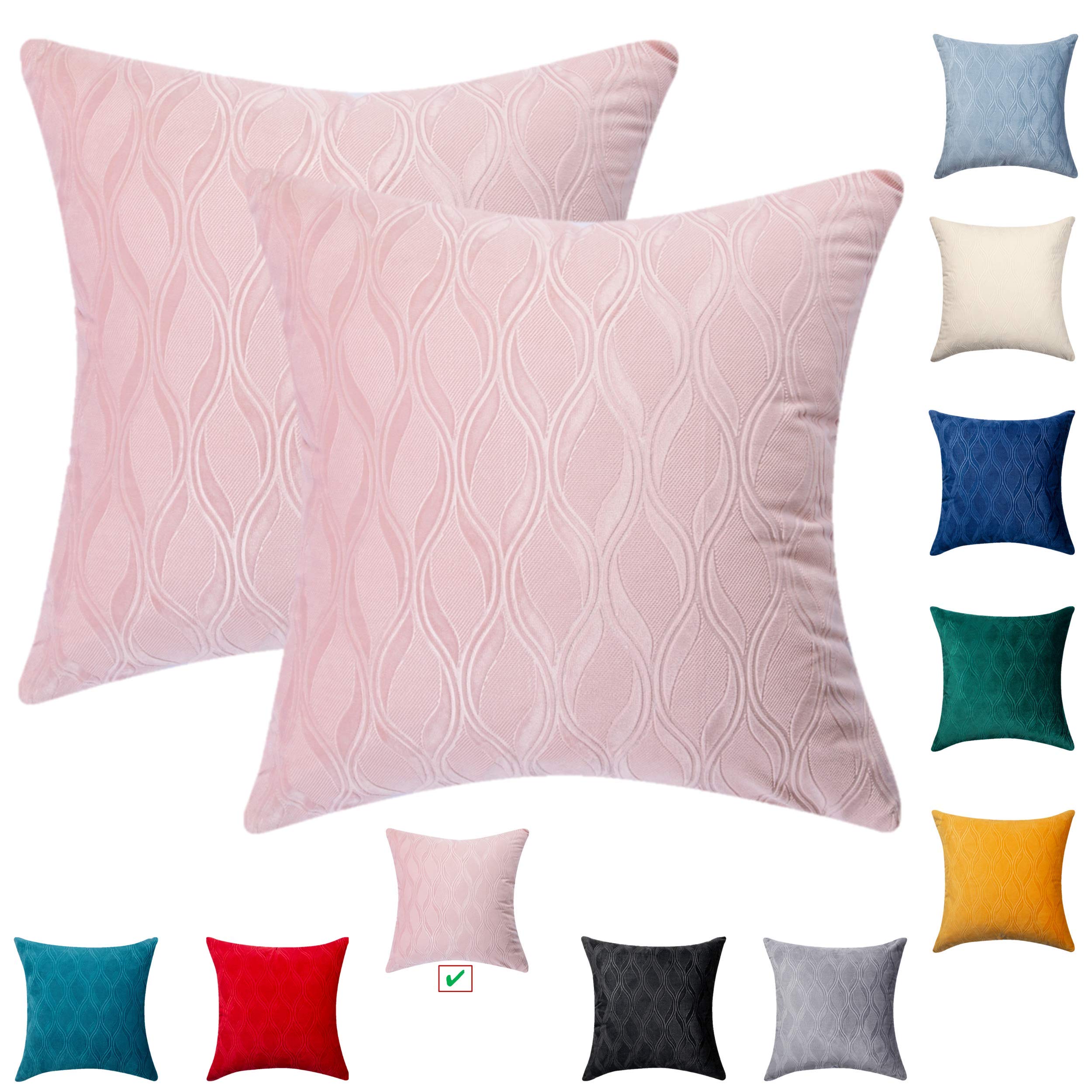 Soft Velvet Pink Pillow Cover 18x18 Inches - Light Pink Throw Pillow Sham for Sofa, Bed & Couch - Luxurious Velvet Cushion Cover for Home Decor, Living Room & Bedroom Accessories