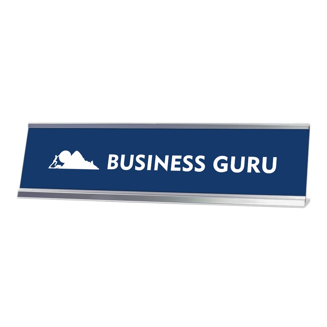 Premium Mountain Silver Frame Business Guru Desk Sign (2x8 Inch) - Perfect for Office Decor, Executive Gifts & Professional Workspace Accessories