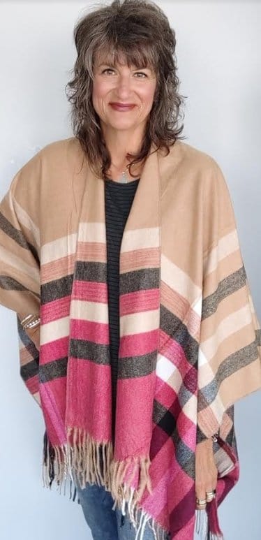 Stylish Plaid Poncho with Tassels - Soft & Warm Winter Shawl Wrap for Women - Perfect for Outdoor Activities, Travel, and Casual Wear