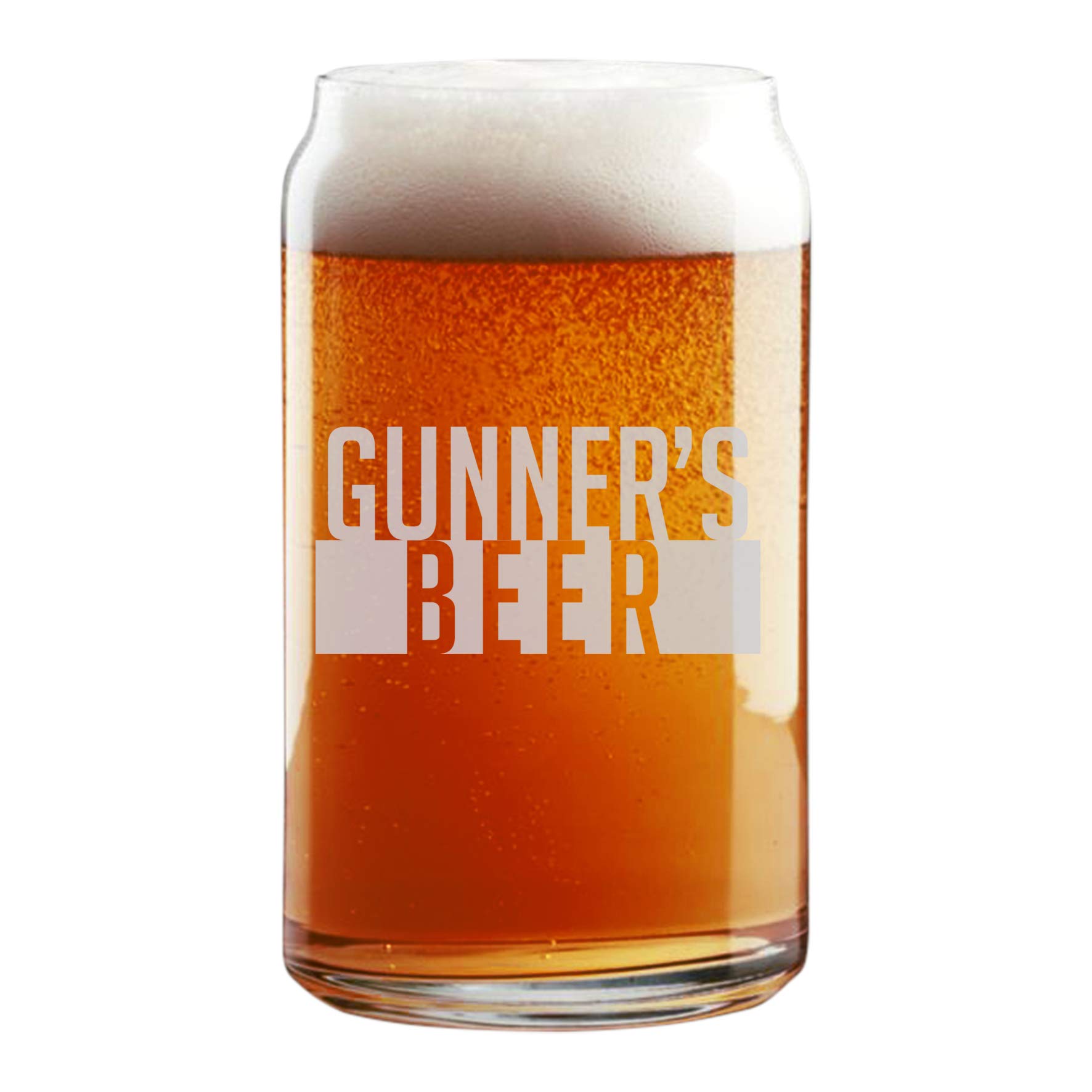 Personalized Engraved 16oz Beer & Soda Can Glass - Custom Gunner Design - Perfect for Gifts, Parties & Home Bar Decor