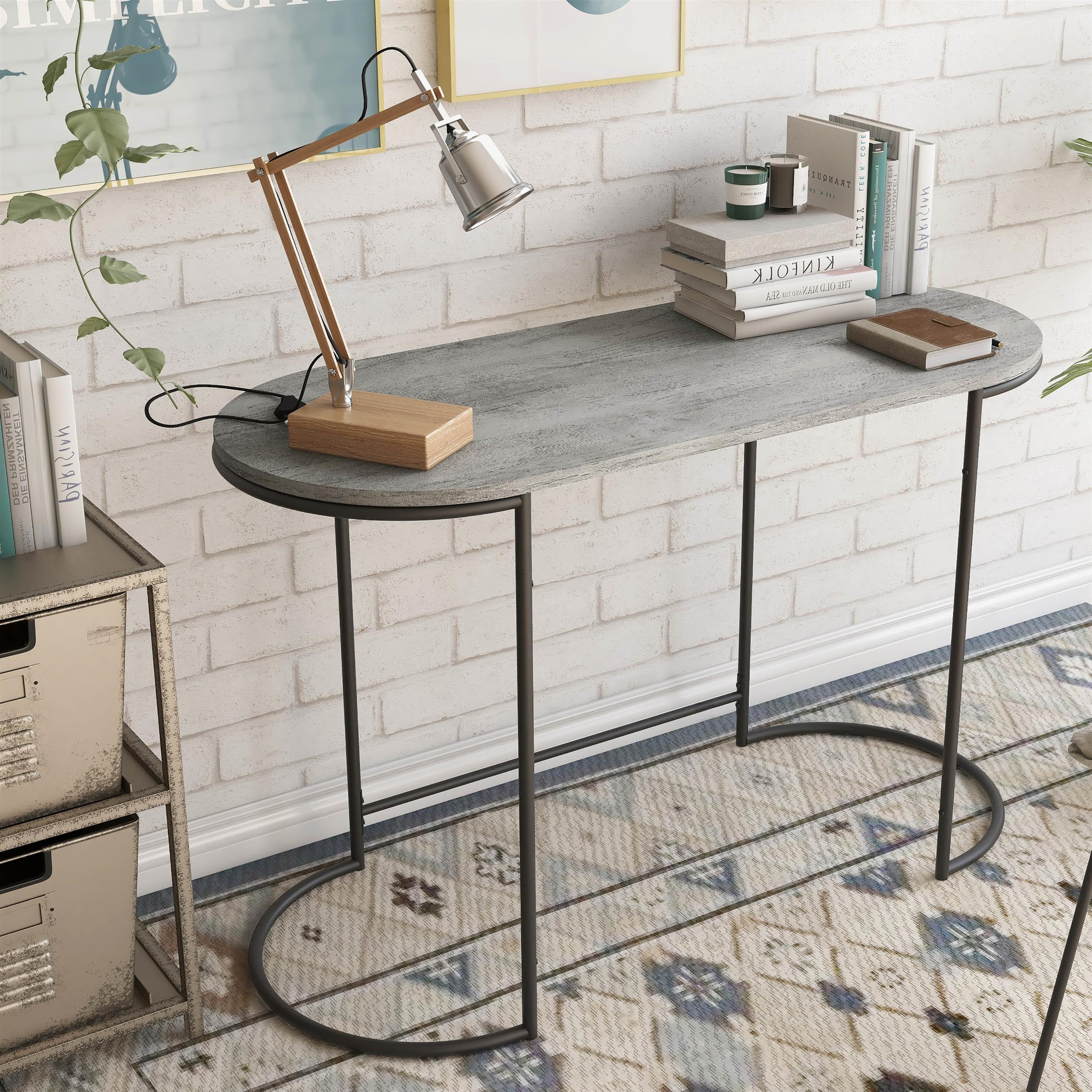 Furniture of America Wasiri Wood Writing Desk - Black & Light Gray Modern Home Office Desk for Study, Work, and Remote Learning