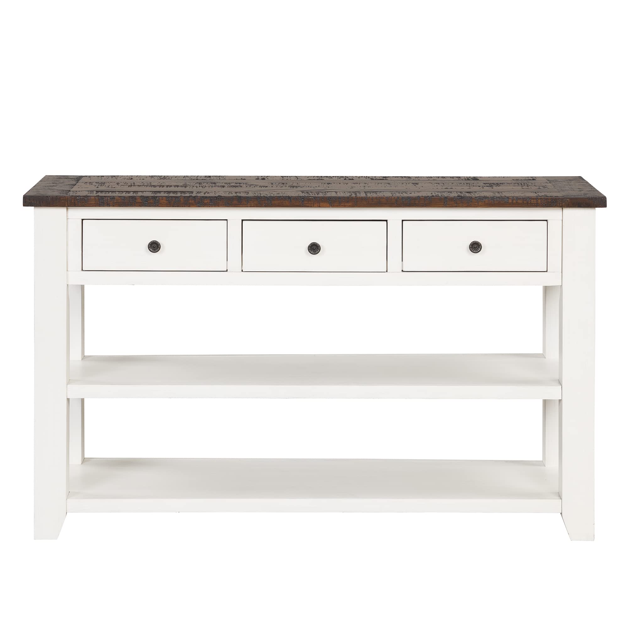INMOZATA 48 Inch Modern Console Sofa Table with 3 Drawers & 2 Shelves - Antique White Buffet Cabinet Entryway Table for Living Room, Dining Room & Kitchen - Perfect for Hallway Decor, Sofa Back Display & Dining Room Storage