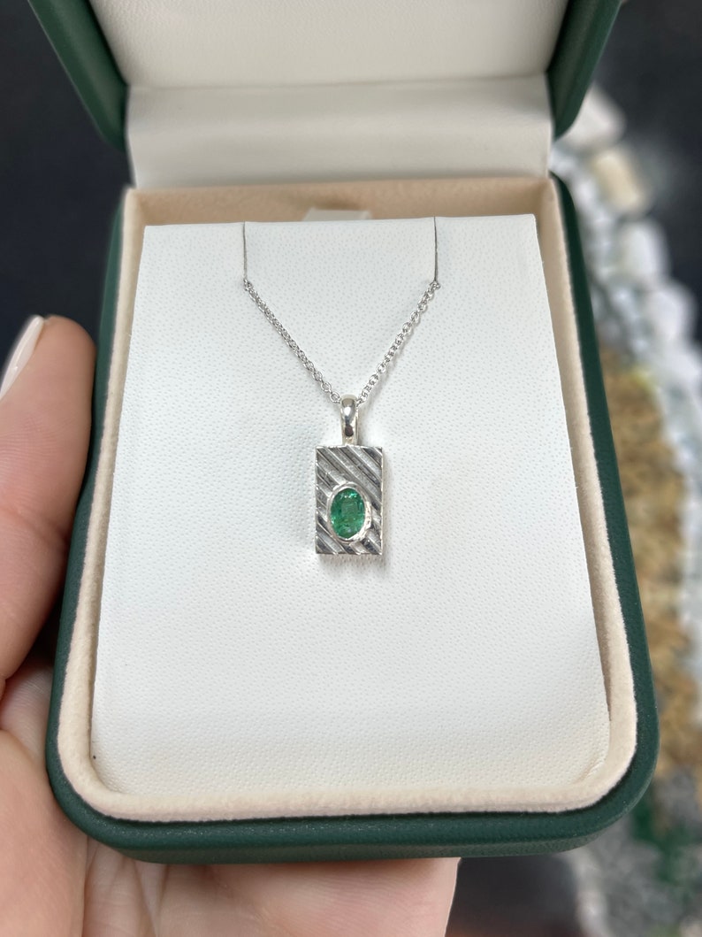 0.50ct Natural Oval Cut Emerald Solitaire Pendant Necklace - 925 Sterling Silver Bezel Set for Men & Women | Perfect for Weddings, Anniversaries & Everyday Elegance
