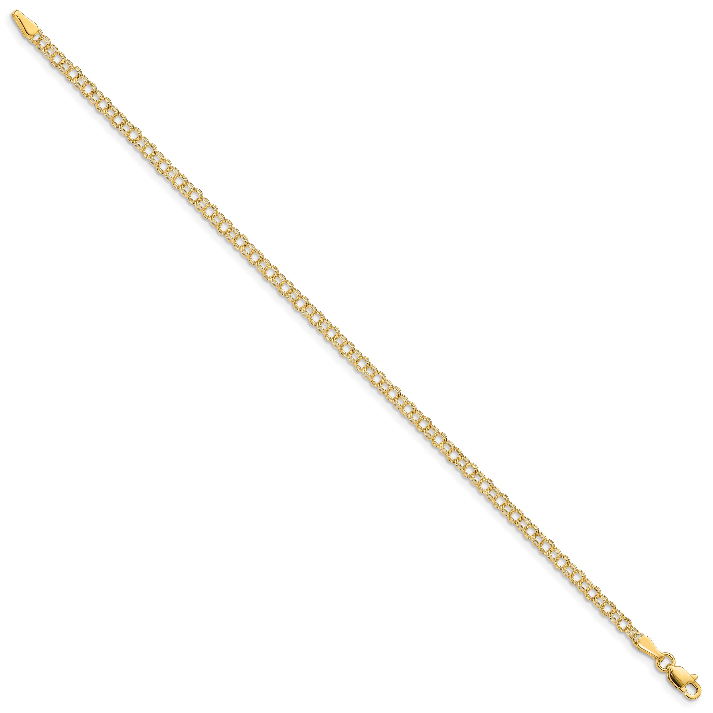 14K Solid Yellow Gold 3mm Double Link Chain Charm Bracelet for Women - Elegant Layering Jewelry for Everyday Wear & Special Occasions | IceCarats