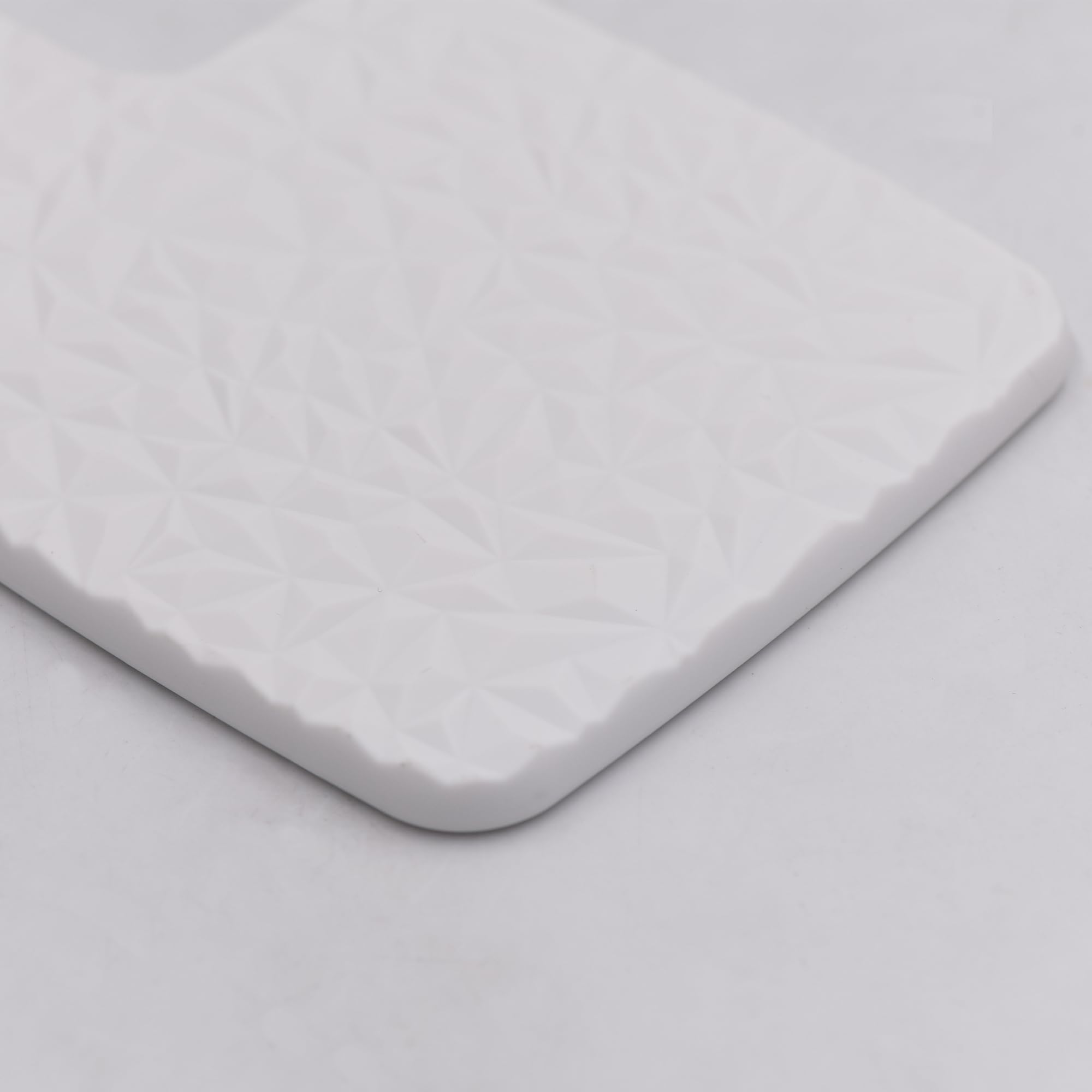 Square Handheld Mirror - 9 x 5.1 Inch Travel Mirror with Diamond Pattern, White - Perfect for Makeup, Travel, and Home Decor