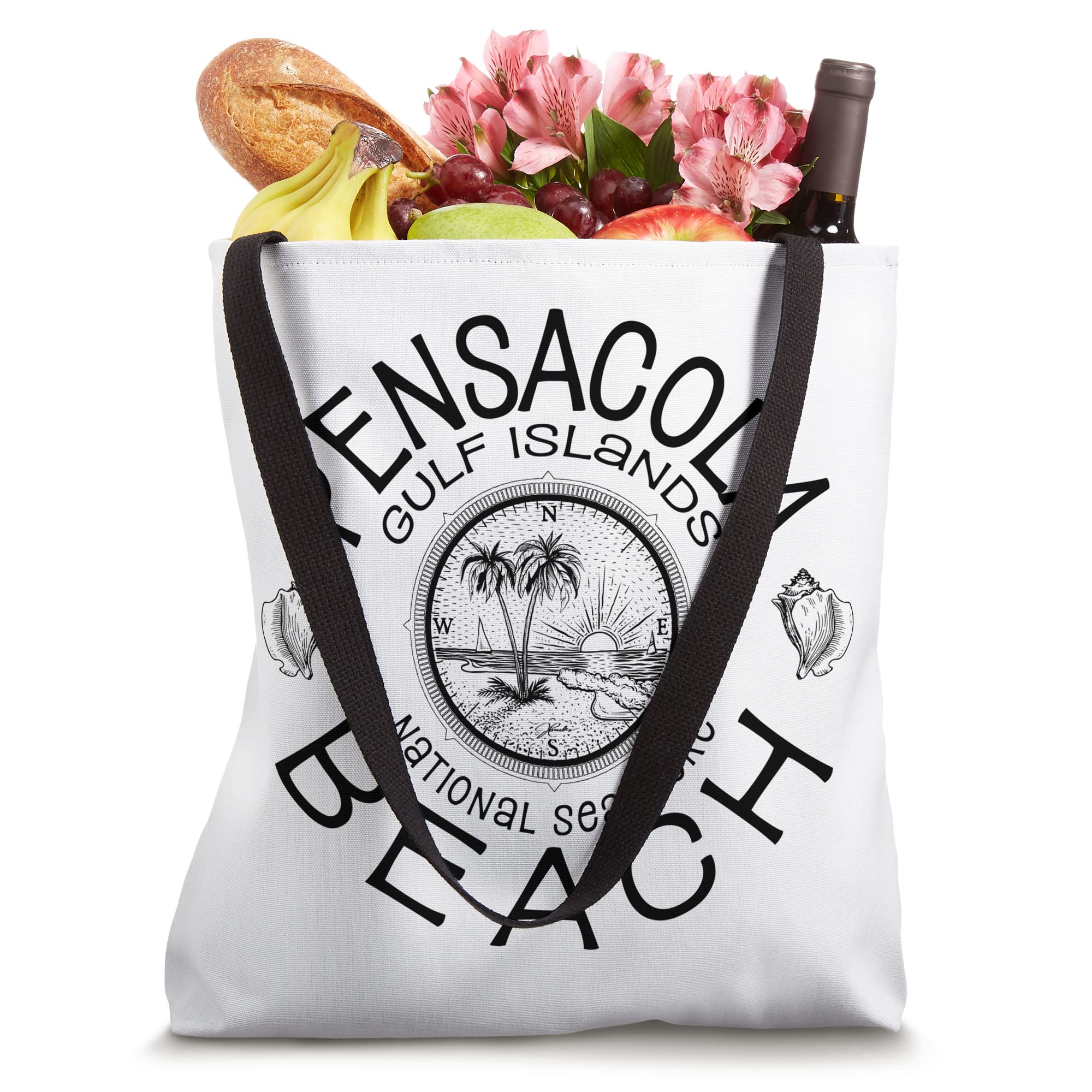 JCombs: Stylish Pensacola Beach Florida Compass Rose Tote Bag - Perfect for Beach Trips, Travel & Shopping