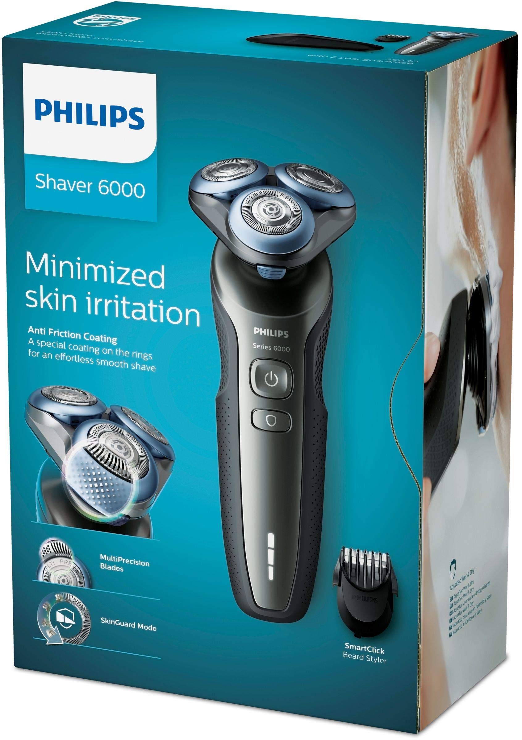 Philips Series 6000 S6640/44 Electric Shaver for Men - Black | Wet & Dry Cordless Razor with ComfortCut Blades | Perfect for Travel & Daily Grooming