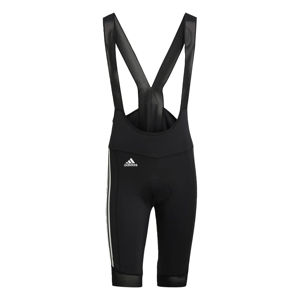 **Adidas Men's Padded Cycling Bib Shorts - Black & White - Comfortable & Breathable for Road Biking & Indoor Training**