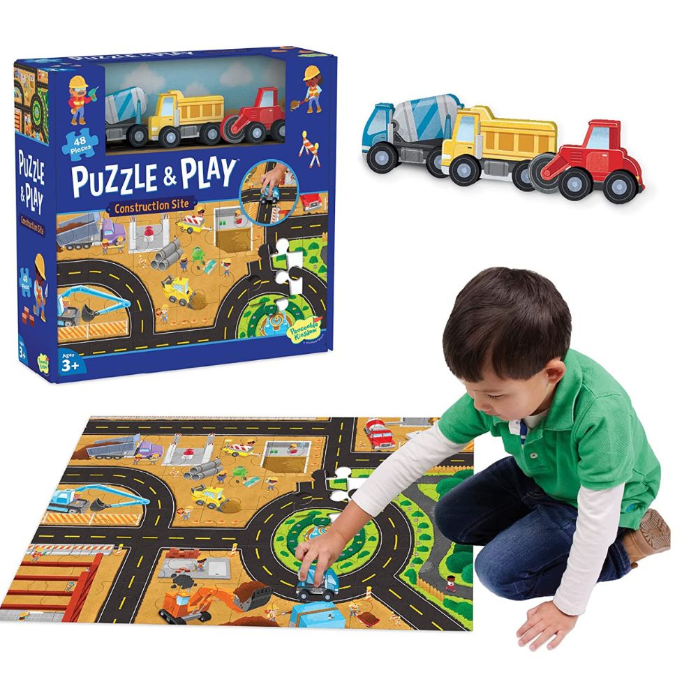 Peaceable Kingdom Construction Site Puzzle & Play Set – Fun Educational Toy for Kids, STEM Learning Activity – Perfect for Preschoolers & Toddlers at Home or Classroom